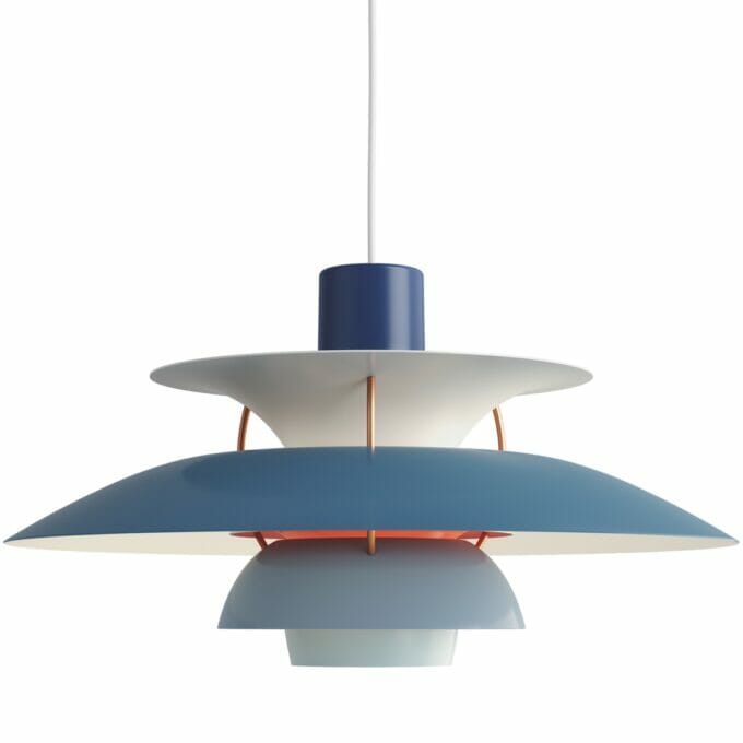 PH 5 Pendant Light in Hues of Blue designed by Poul Henningsen.